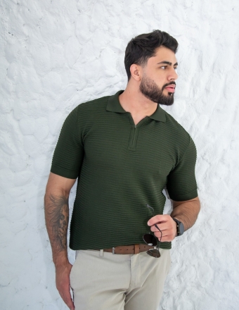 CAMISA TRICOT MEIO ZÍPER TEXTURIZADA REF 3031